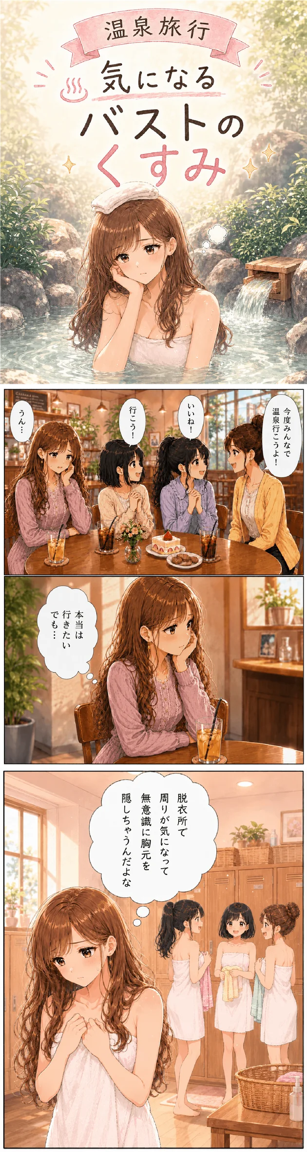 気になるバストトップの黒ずみ、人に見られたくない悩みを描いたマンガ